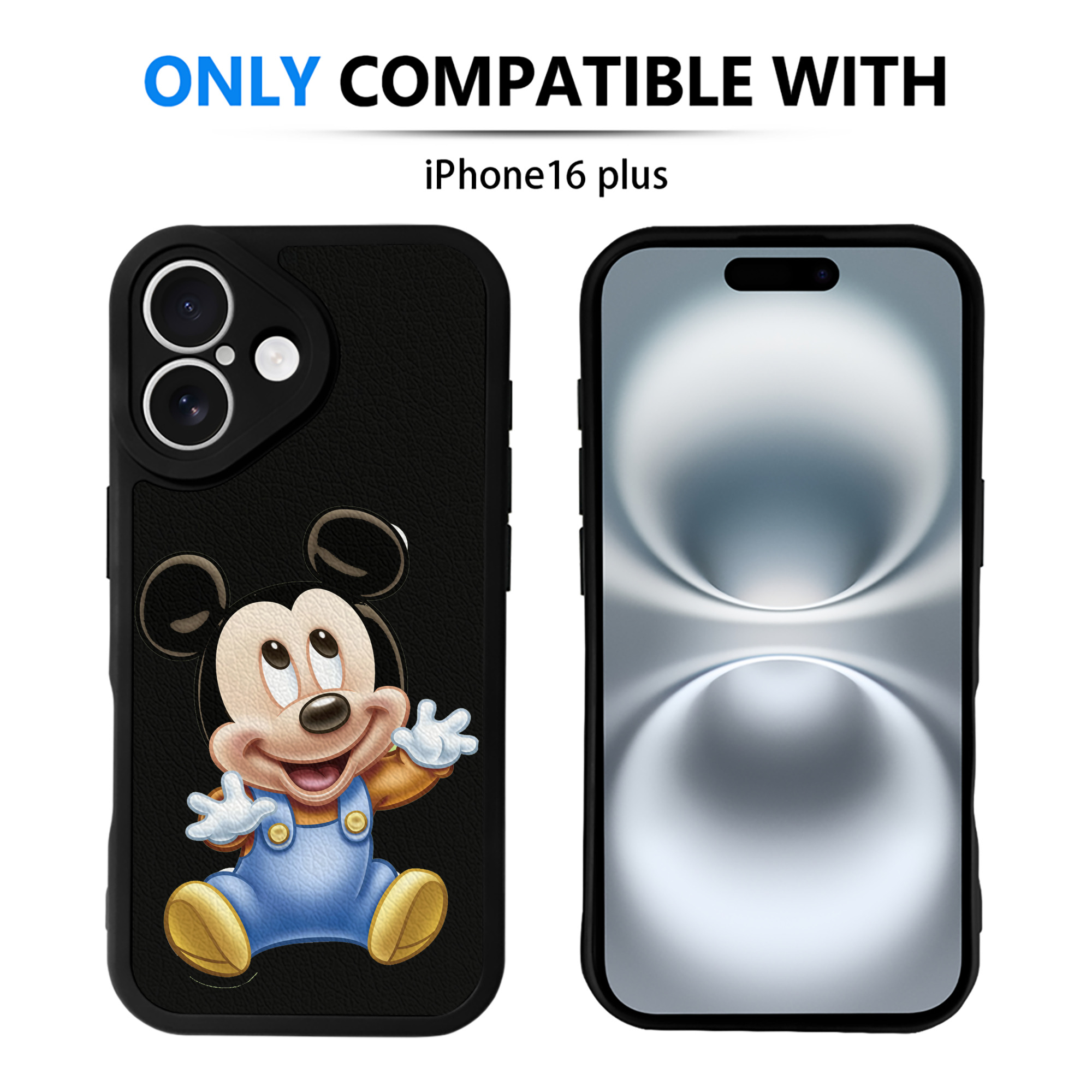 （画像用） ミッキーマウス Mickey Mouse 【iPhone 16シリーズ対応】シリコンスマホケース（レザー調） 材質：シリコン